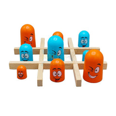 Wooden Emoji Tic Tac Toe Tache Board Game