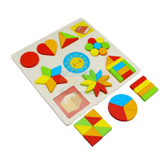 Wooden Colorful Jigsaw Shape Puzzle Board 1562A