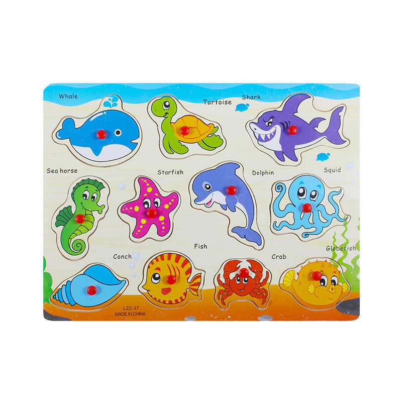 Wooden Sea Animals Peg Puzzle Board