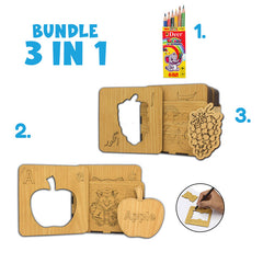 Wooden Stencils Bundle with Colors