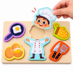Wooden 3D Professions 6 Pcs Puzzle Board 02172
