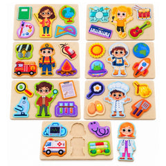 Wooden 3D Professions 6 Pcs Puzzle Board 02172
