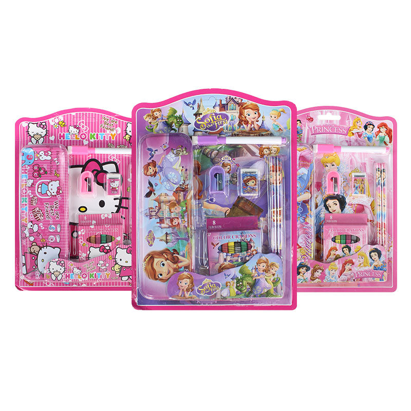 Writing & Coloring Stationery Set (14 Pcs) for Girls