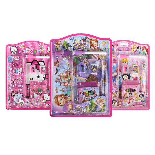 Writing & Coloring Stationery Set (14 Pcs) for Girls
