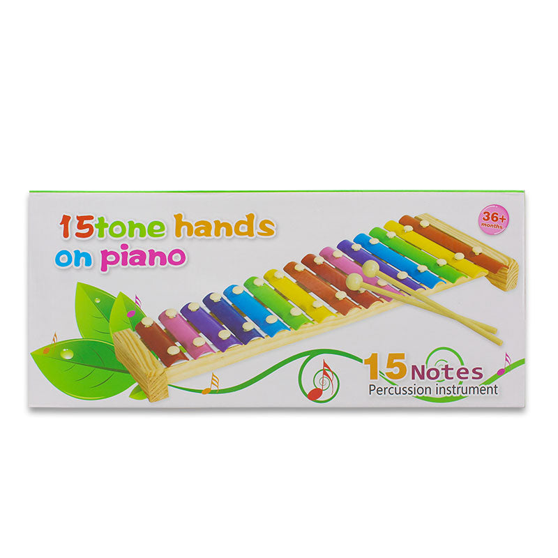 Wooden Xylophone Glockenspiel - 15-Note Musical Toy With Wooden Mallets