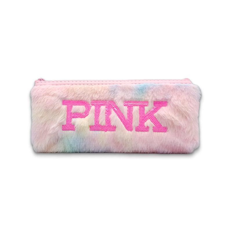 Pink Feather Fur Pouch