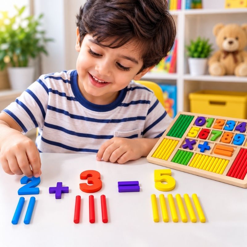 Wooden Numbers & Counting Sticks Math Learning Board