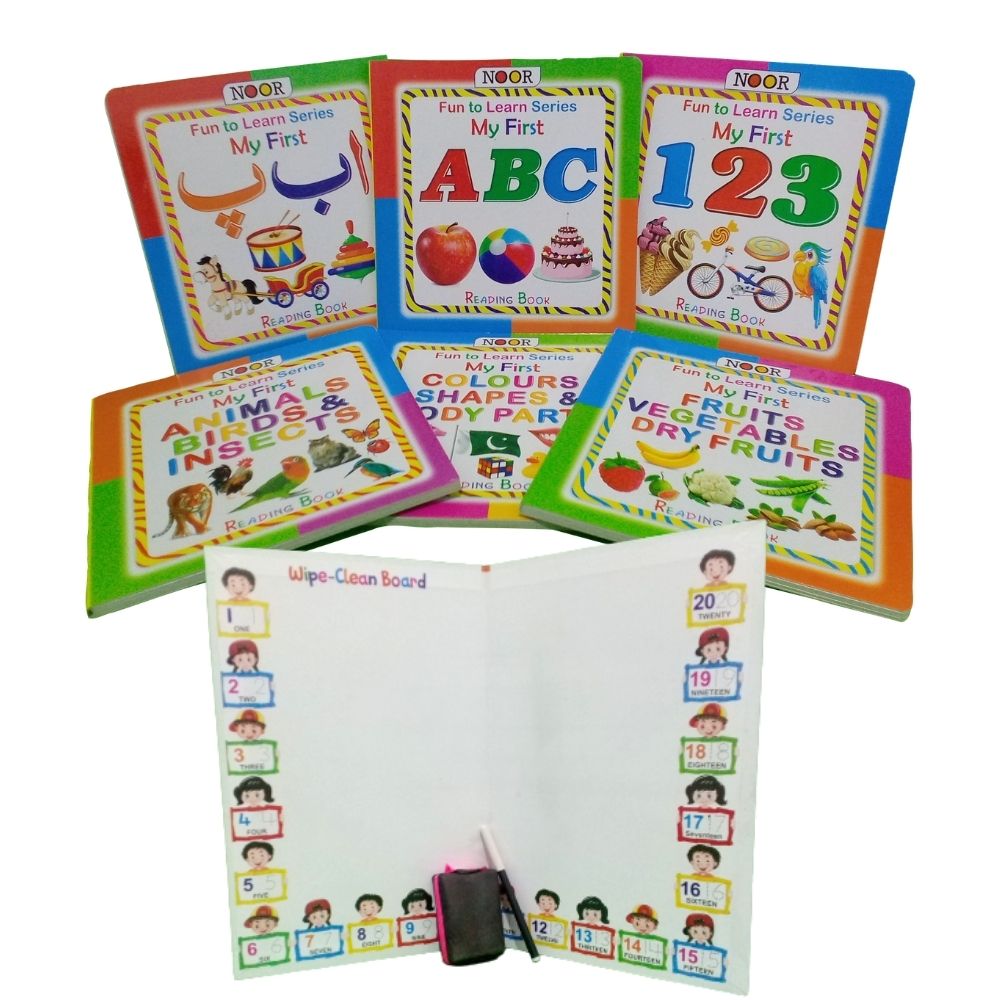 Reading Book Set of 6 Books with Wipe Clean Board