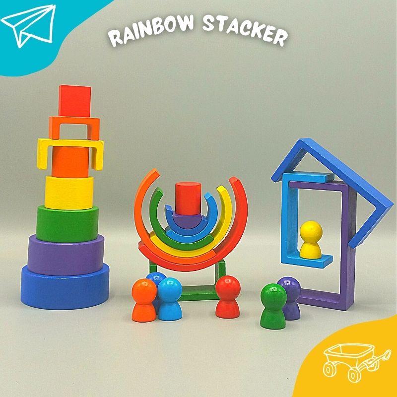 Rainbow Stacker Wooden Montessori Toy