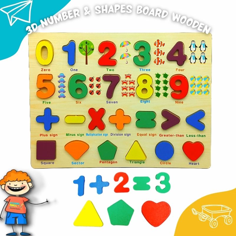 Numbers & Shapes 3D Wooden Board