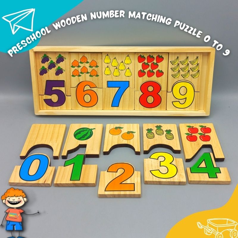 Preschool Wooden Number Matching Puzzle 0 to 9