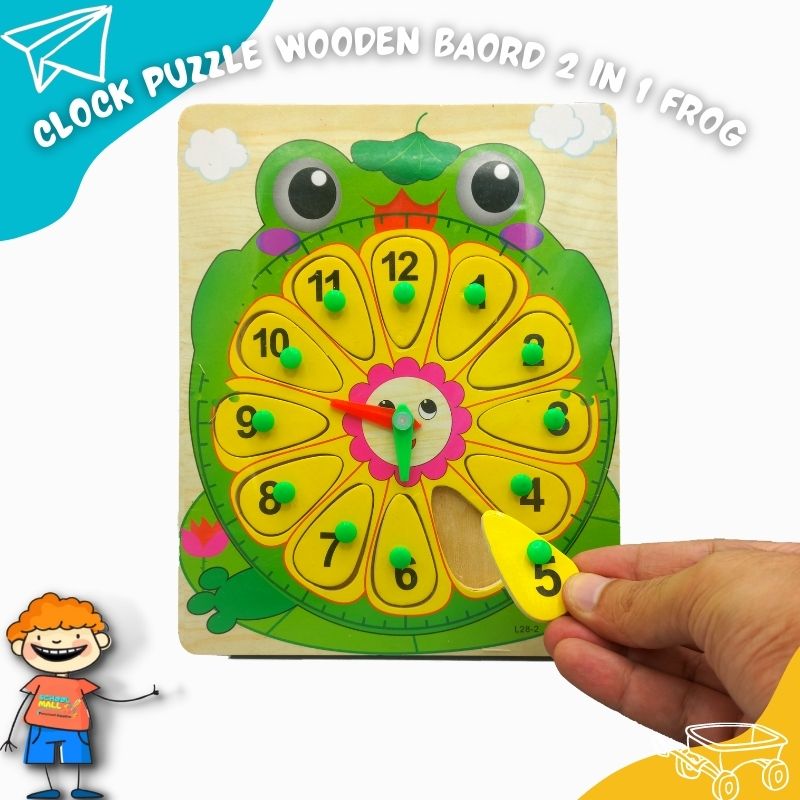 Clock Puzzle Wooden Board 2 in 1 Frog
