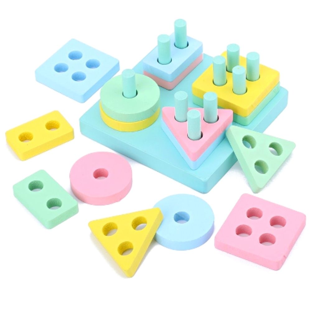4 Column Colorful Wooden Toy – Square