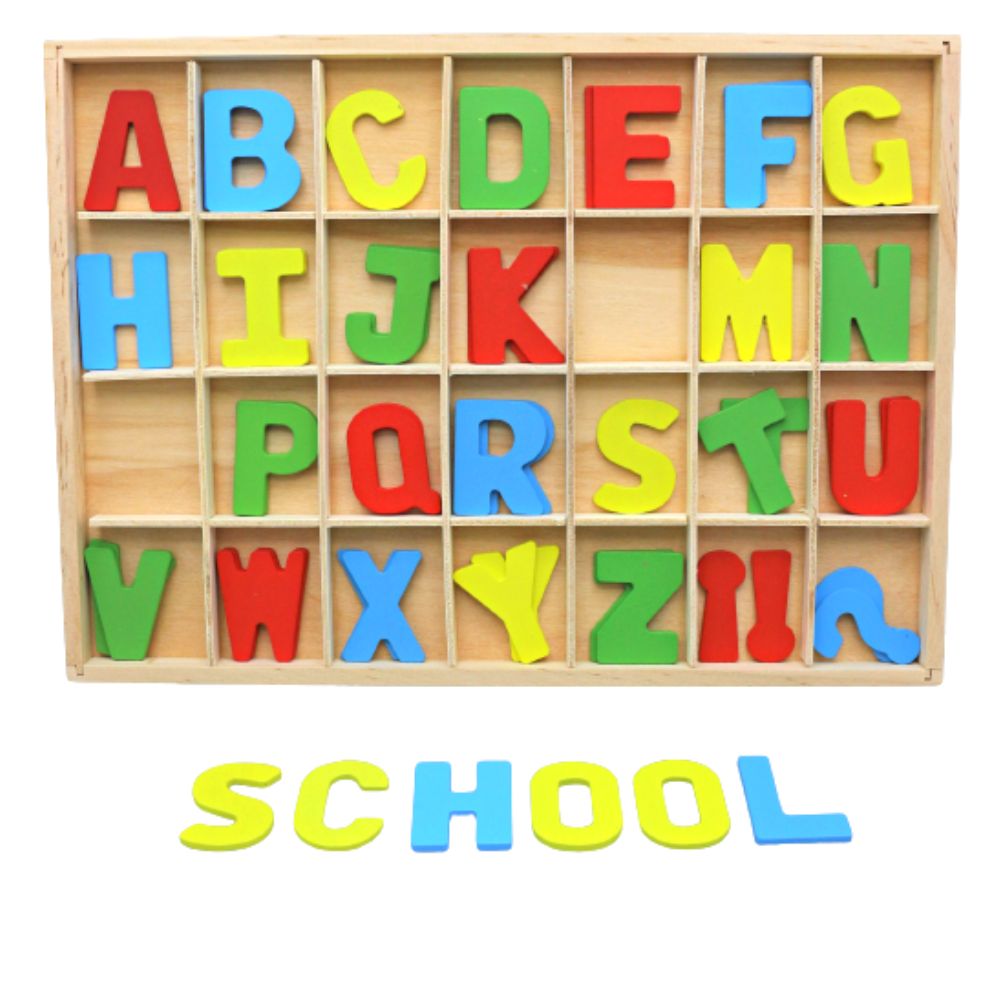 Wooden Dual Alphabets Board