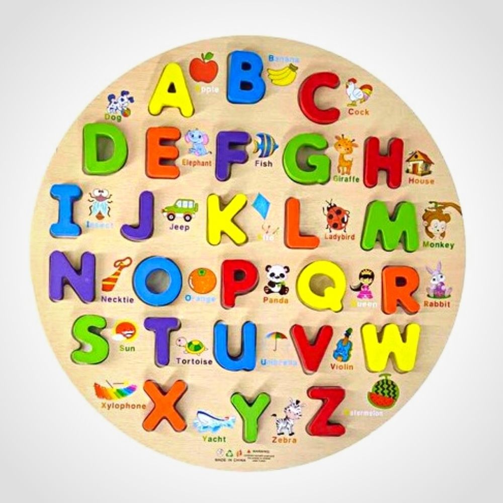 Alphabets Puzzle Wooden Round Board