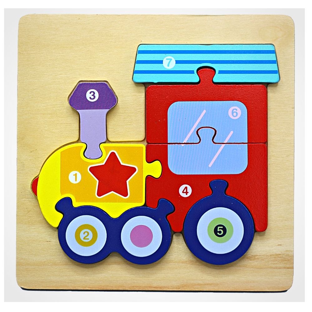 3D Wooden Shapes Numbers Board (1-7)