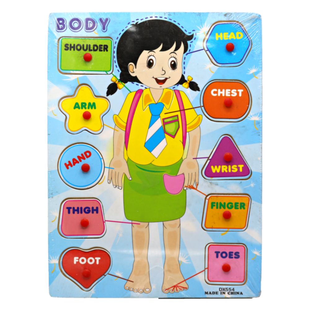 Body Parts Wooden Peg Puzzle Board