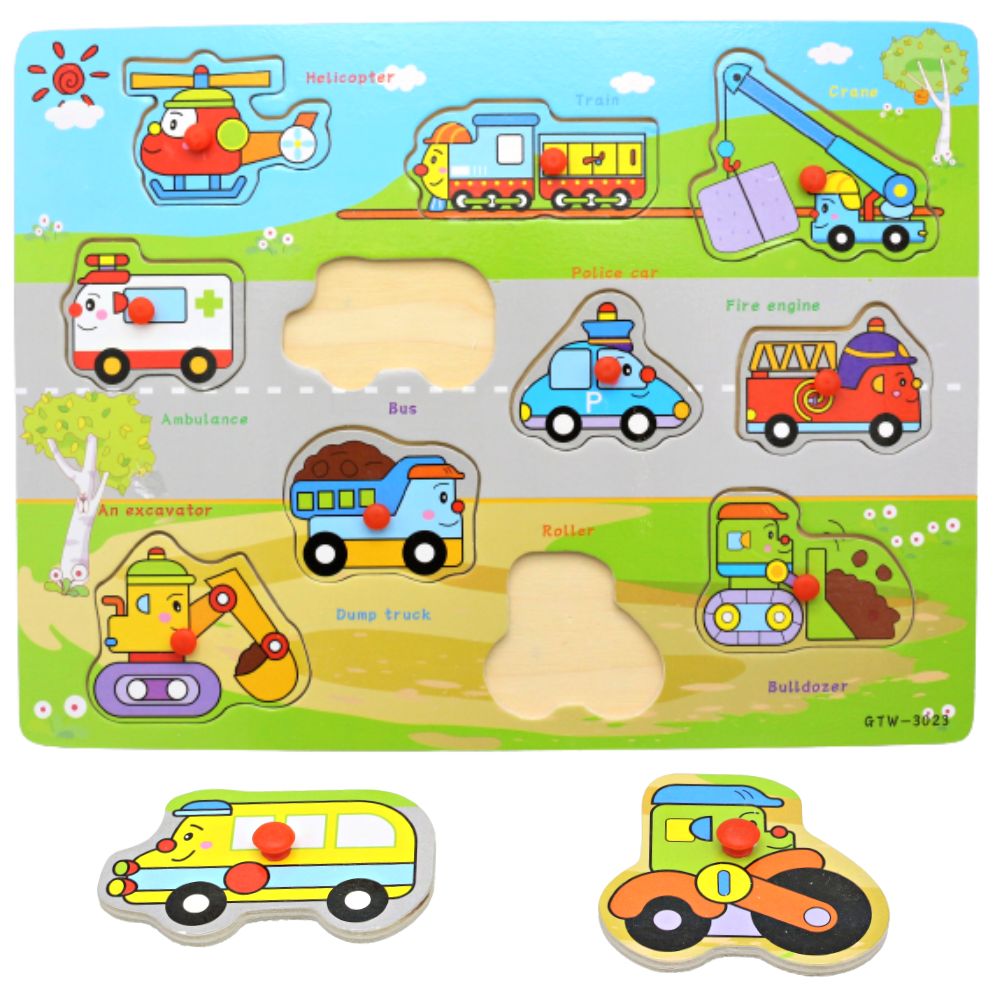 Colorful Wooden Peg Board(Vehicles) – GTW-3023