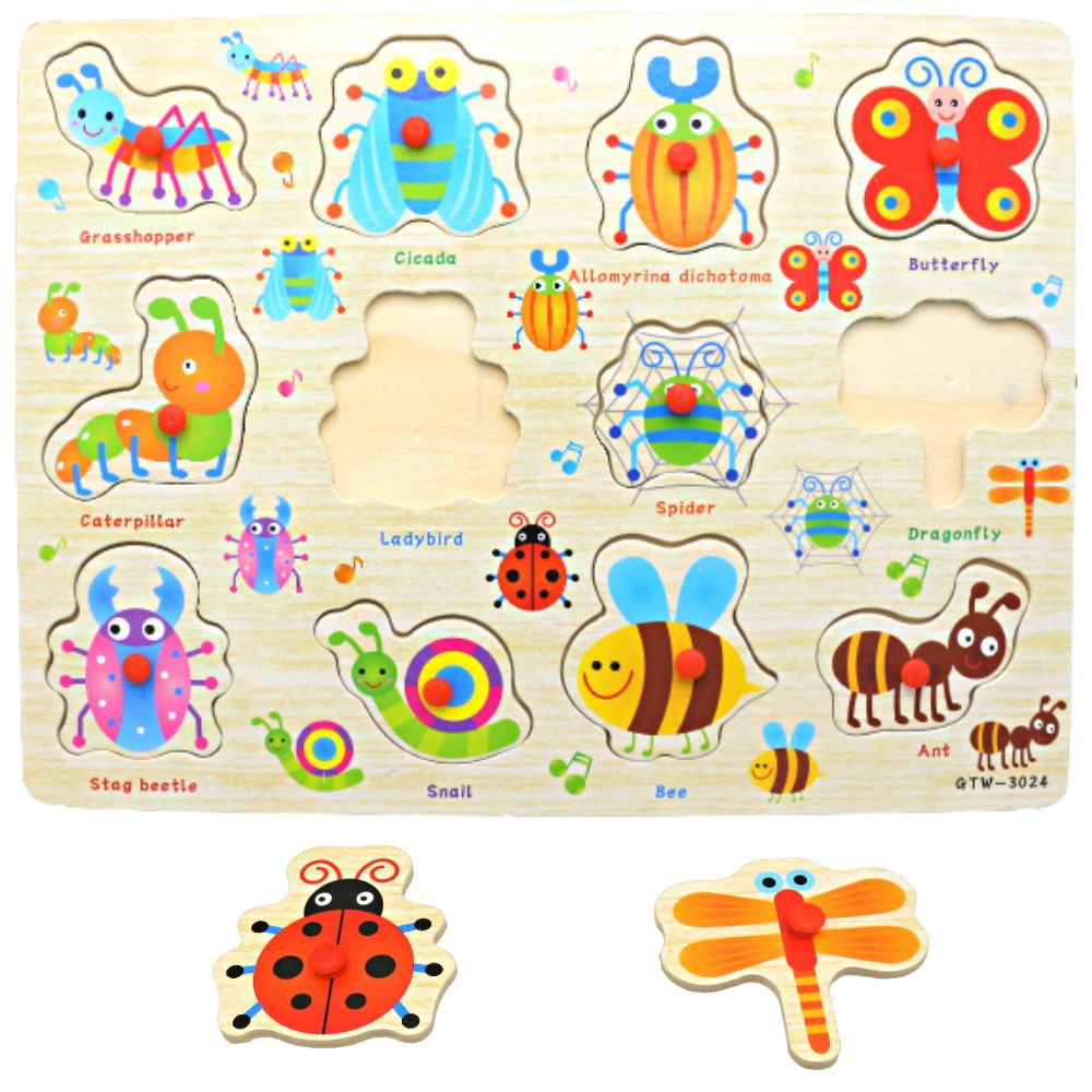 Wooden Peg Puzzle Board (Insects) GTW-3024