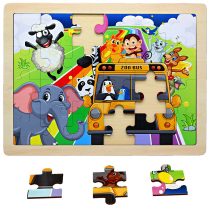 24 PCs Wooden Jigsaw Puzzle Board-animals