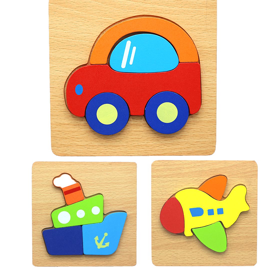 3D Shapes Wooden Board Small(Vehicles)