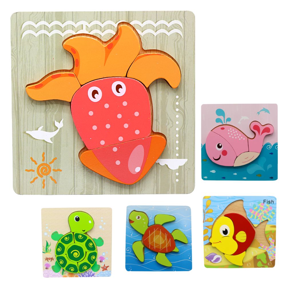 3D Shapes Wooden Board Small(Sea Animals)