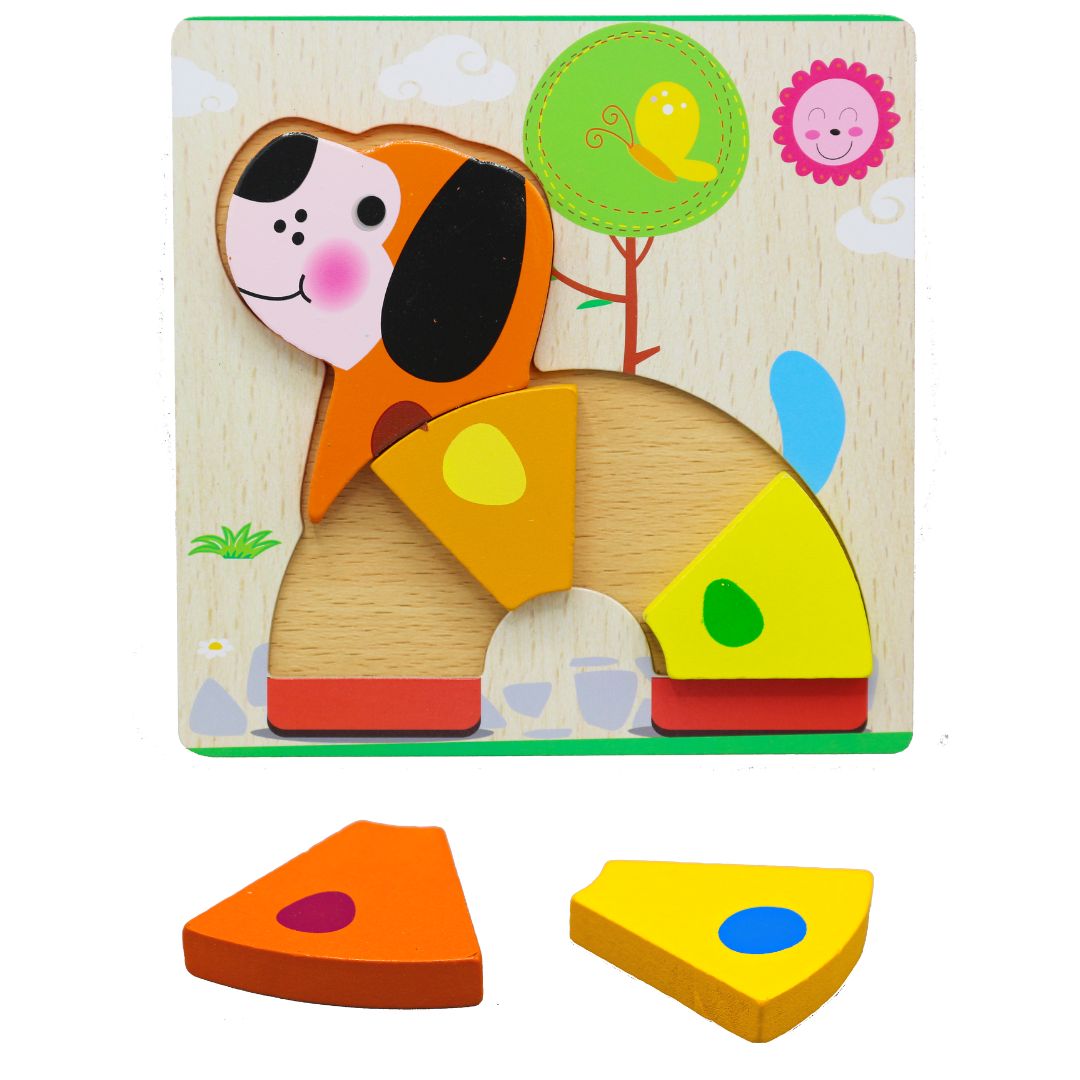 3D Shapes Wooden Board Small(Round Shape Animals)-dog (2)