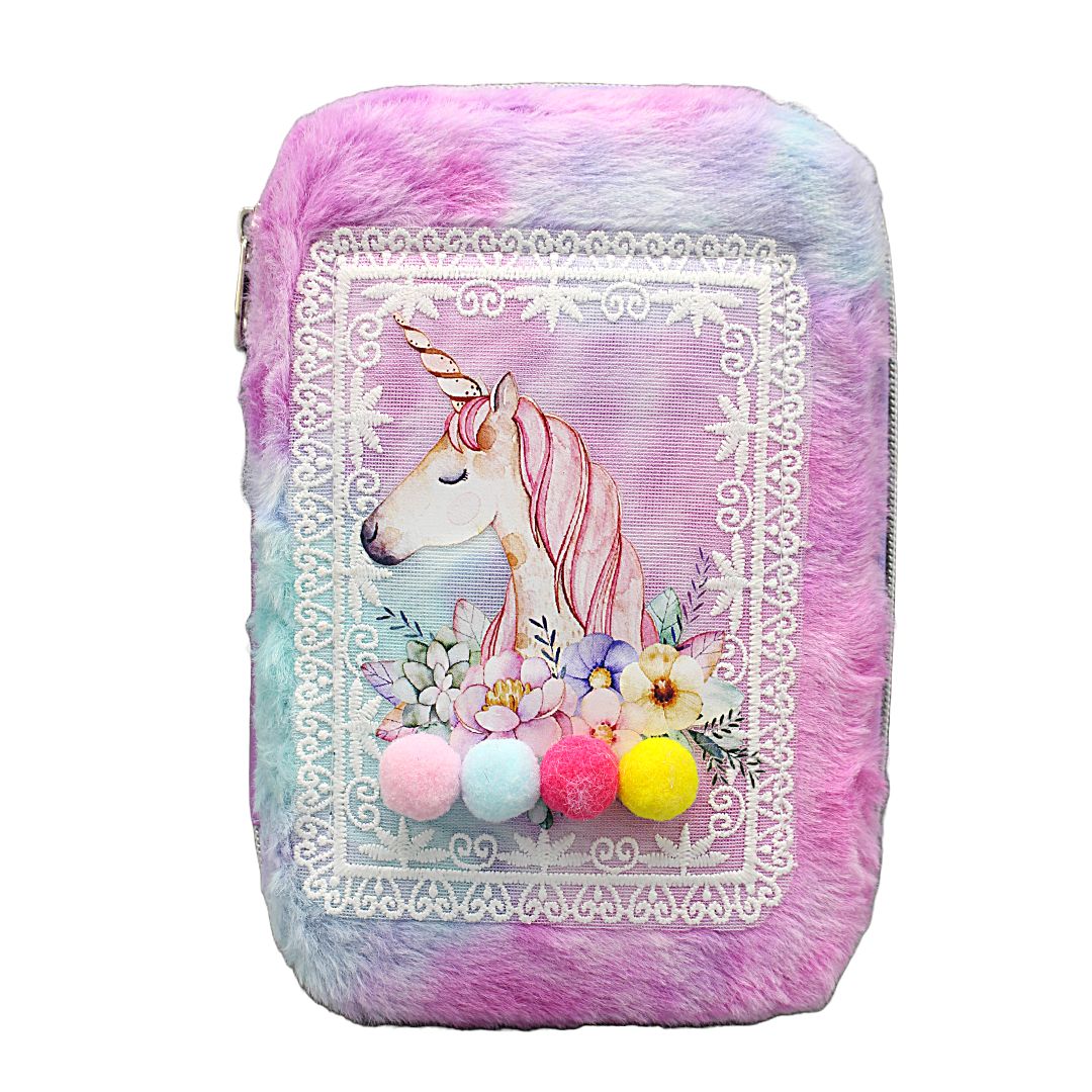 Unicorn Feather Fur Soft Pouch for Girls (3)