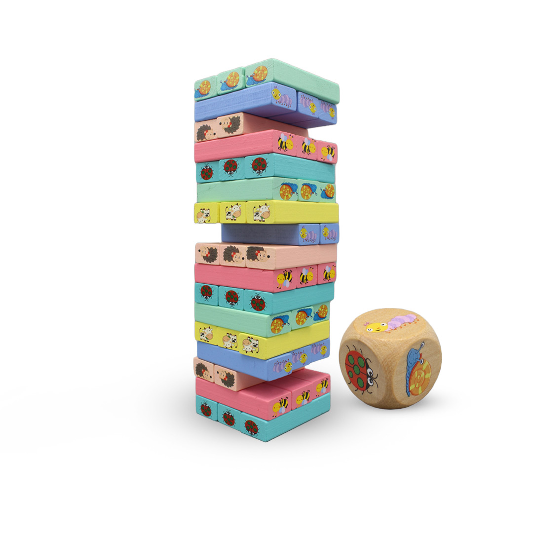 51 Pcs Wooden Stacking Tower